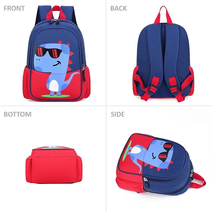 12 inch Kids Small Toddler Preschool Travel Backpack Cool Cute Cartoon Waterproof Daypack (Dinosaur Red)