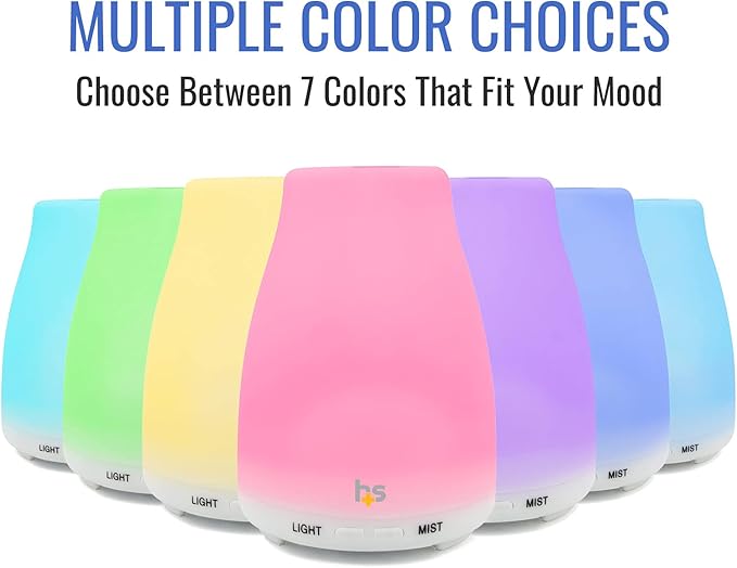 HealthSmart Essential Oil Diffuser, Cool Mist Humidifier and Aromatherapy Diffuser with 150ML Tank Ideal for Small Rooms, Adjustable Timer and Mist Mode, White