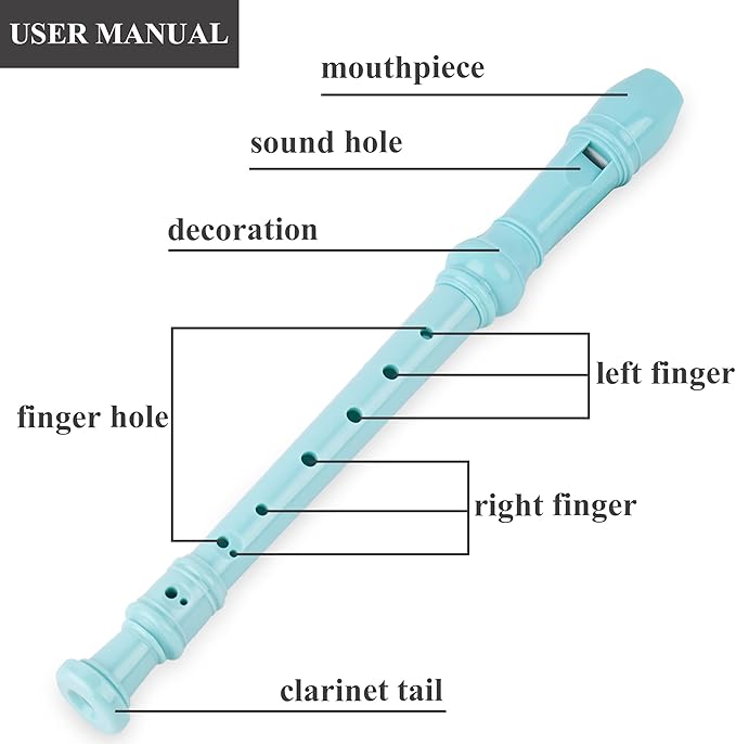 Recorder Instrument for Beginner Adults,8-Hole Soprano Descant Recorder Music Flute with Cleaning Rod & Case Bag For Home Entertainment(2-Green Unicorn2)