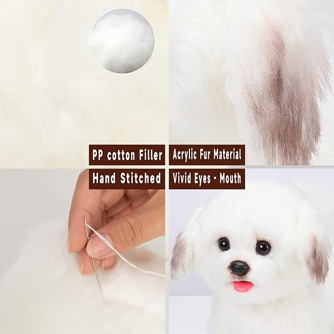CU-MATE Interactive Maltese Simulation Dog-Realistic Puppy Electronic Toy Dog with Walking/Barking/Wagging Tail/Talking- Robotic Pet Toy Present Gift for Toddler Girls Boys