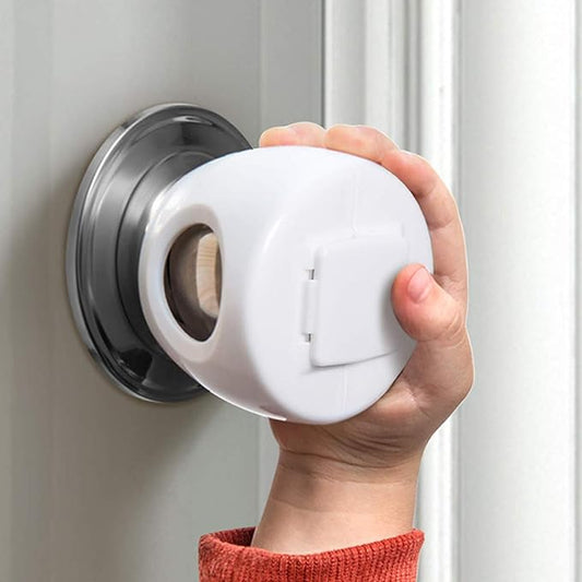 Door Knob Safety Cover for Kids, Child Proof Door Knob Covers, Baby Safety Door knob Handle Cover Lockable Design (4 Pack)