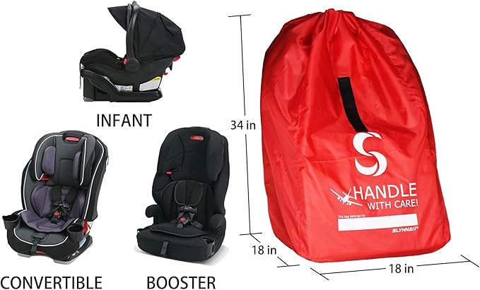 Car Seat Travel Bag for Airplane - Fits Convertible Car Seats, Infant carriers & Booster Seats, Black Upgrade