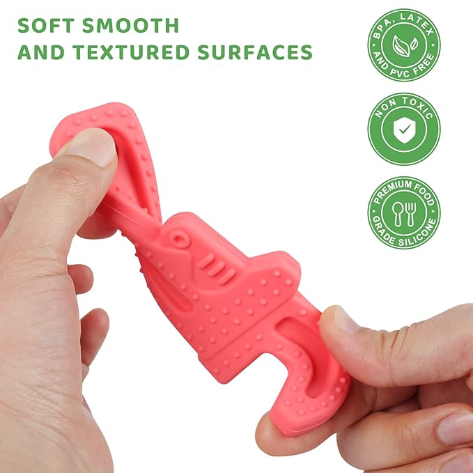 Fu Store 4 Pack Soft Silicone Teething Toys for 0-12Months 6-24 Months Toddlers Infant Hammer Tools Shape Baby Teethers Relief Soothe Babies Gums Set