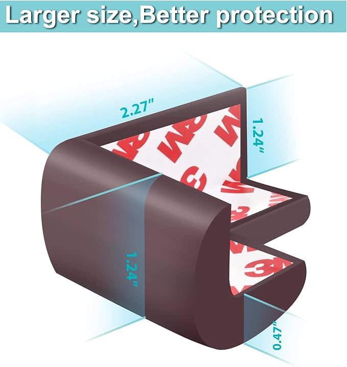 12 Pack Soft Corner Protector Baby Proofing Edge and Corner Guards, Table Corner Protectors for Furniture, Safety Pre-Taped Rubber Corner Covers for Fireplace, Stair, Cabinet (Brown)