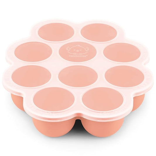 KeaBabies Silicone Food Freezer Trays with Lid, 2oz x 10 Pods Baby Food Storage Containers, Easy Puree Meal Prep, Breast Milk Silicone Freezer Molds, Dishwasher,Microwave Safe,BPA-Free(Roseate)