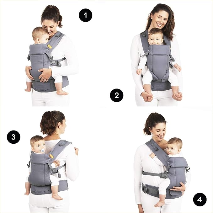 Beco Gemini Baby Carrier from Newborn to Toddler - Certified Ergonomic Newborn Baby Carrier for Infants and Children of 7-35 lbs - M Shape, Adjustable Seat, 100% Organic Cotton (Metro Black)