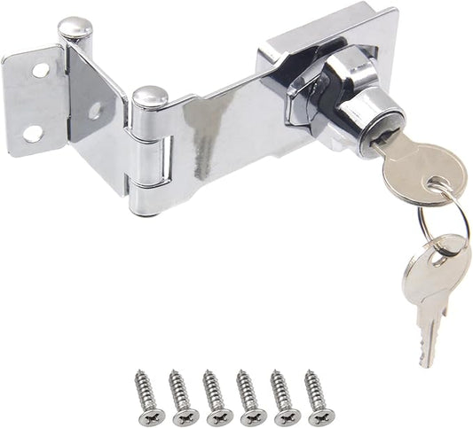 Door Lock Hasp Latchs, Collapsible Solid 304 Stainless Steel File Cabinet Lock Desk Drawer Lock, for 90 Degree and 180 Degree Drawers, Dabinets, Doors, Flip Barn Door (Individual Key)
