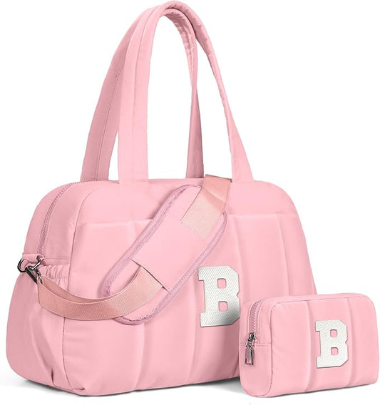 Gifts for Women - 30th 40th 50th, Duffle Bag for Travel, Weekender Bags for Women，Initial Overnight Bag with Wet Pocket，Lightweight Travel Bags Personalized Gym Tote with Makeup Pouch