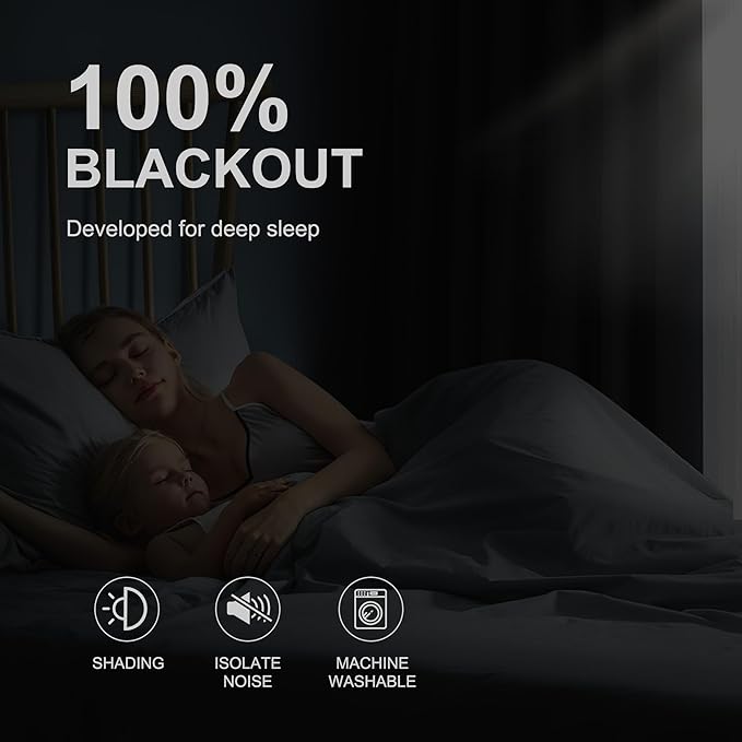 NICETOWN 100% Blackout Curtains 84 Inch Length 2 Panels Set, Thermal Insulated Long Curtains & Drapes, Room Darkening Grommet Drapes for Living Room Bedroom Window (W52 x L84 Inch, Navy)