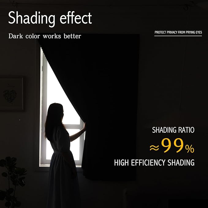 Self Adhesive Curtains, Black Out Shade for Window, Blackout Fabric Temporary Window Coverings Easy to Hang Curtains No Rod Needed, Use for Bedroom, Room, Kitchen, 35" W X 79" L, Lake Blue, 1 Panel