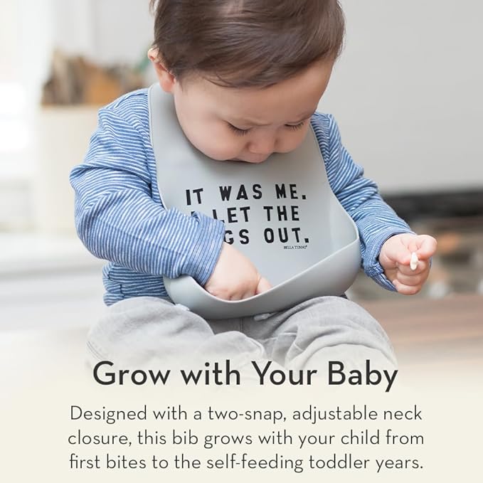 Bella Tunno Baby Bib for Eating, Waterproof Silicone Bib with Large Food Catcher, Adjustable Fit for Babies 4-12 months & Toddlers 1-3 Years, Boys & Girls, One Man Show
