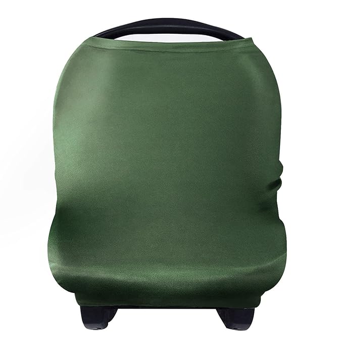 Yoofoss Nursing Cover Breastfeeding Scarf - Baby Car Seat Covers, Infant Stroller Cover, Strechy Carseat Canopy for Boys and Girls (Dark Green)