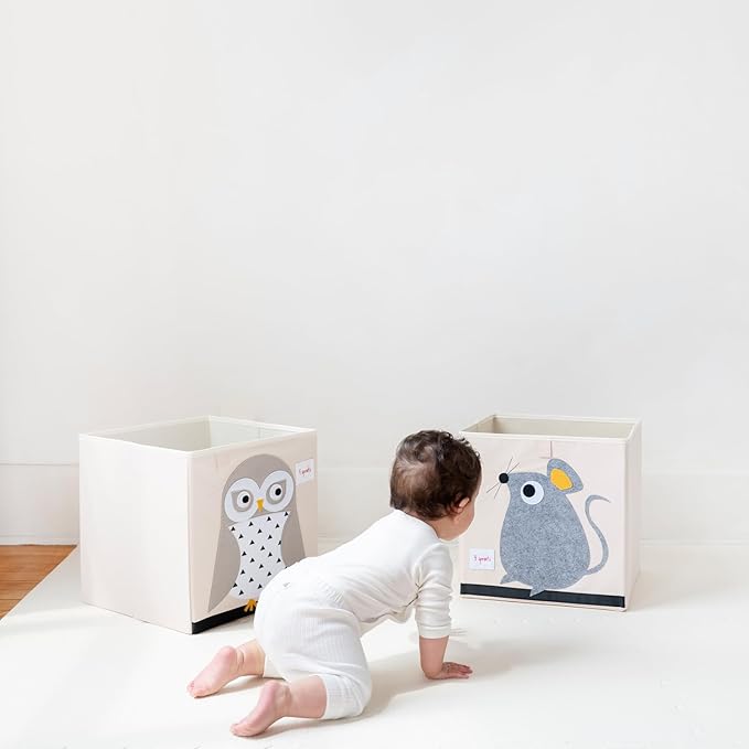 3 Sprouts Toy Storage Organizer: Toy Box Cube Organizer for Playroom, Nursery - Foldable Storage Bin - Mouse