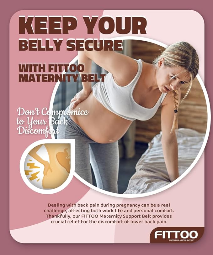FITTOO Maternity Belt Back Support Belly Band Pregnancy Belt Support Brace Abdominal Binder Waist Support Black XXL