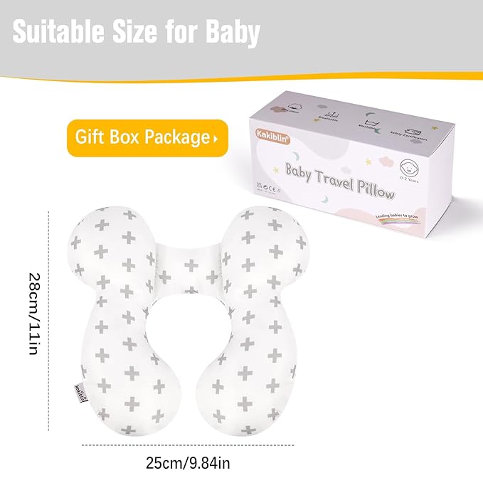 KAKIBLIN Baby Travel Pillow, Baby Neck Pillows for Car Seat, Upgraded Babies Head Pillow, Head and Neck Support Pillow for Car Seat, Pushchair, Travel(Twig)