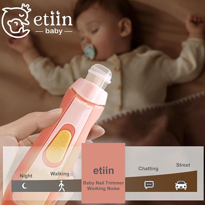 Baby Nail Trimmer Electric | Safe + Easy Baby Nail Trimmer, Baby Nail Clippers + Nail Filer Buffer, Trim Polish Grooming kits for Newborn Toddler or Adults’ Nails, 7 Grinding Heads and LED Light