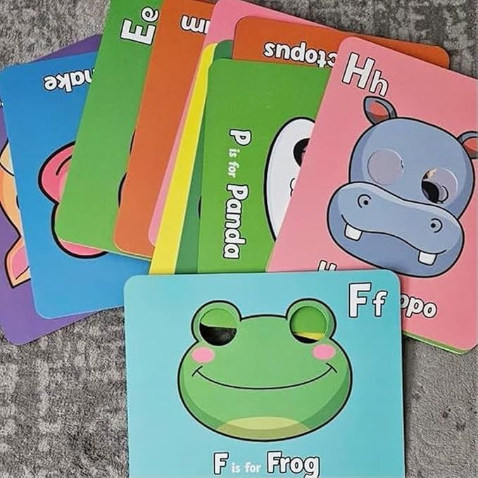 26 PCS Alphabet ABC Flash Cards with Animal Masks, Alphabet mask Cards, Giant Letter ABC Animal Faces Flash Learning Flashcards, Interactive Education Games, Learn Letters (Multicolor, 2Pcs)