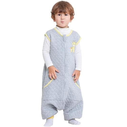 Baby Toddler Sleep Sack with Feet 2.5 TOG Winter, Wearable Blanket with Legs, Toddler Sleeping Sack Long Sleeve (Giraffe, 12-24 Month)