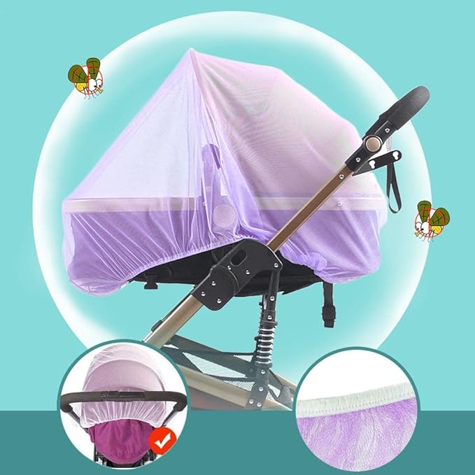 Durable Baby Mosquito Net (2 Pack) - Perfect Bug Net for Strollers, Bassinets, Cradles, Playards, Pack N Plays and Portable Mini Crib (Purple)
