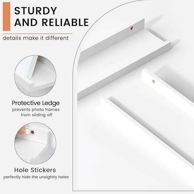 Floating Picture Ledge Shelves for Wall Set of 4, 36 Inch Wall Shelves with Lip Long Large Nursery Book Shelf for Toys Storage Kids Bookshelf Wall Mounted Living Room Bedroom Decor Frames