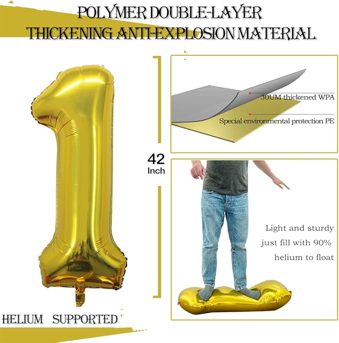 GOER Number 12 Balloons for 12th Birthday Sweet 12 Party Decorations,42 Inch Jumbo Foil Helium 21 Balloons for 21st Birthday Party Decoration (Gold)