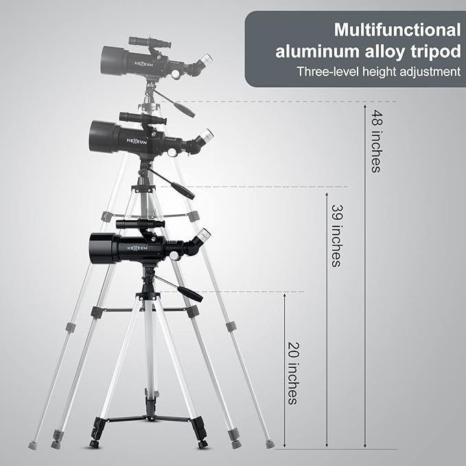 Telescope 70mm Aperture 500mm - for Kids & Adults Astronomical Refracting Telescopes AZ Mount Fully Multi-Coated Optics, with Diagonal Mirror Phone Adapter, Carrying Bag, Wireless Remote Black