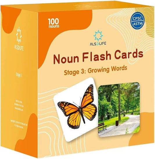 100 Nouns Flashcards, Key Vocabulary Flash Cards for Toddlers 2-3, Sturdy and Durable Speech Therapy Materials Flash Cards for Autism Learning, ABA Therapy| Special Education Must Have