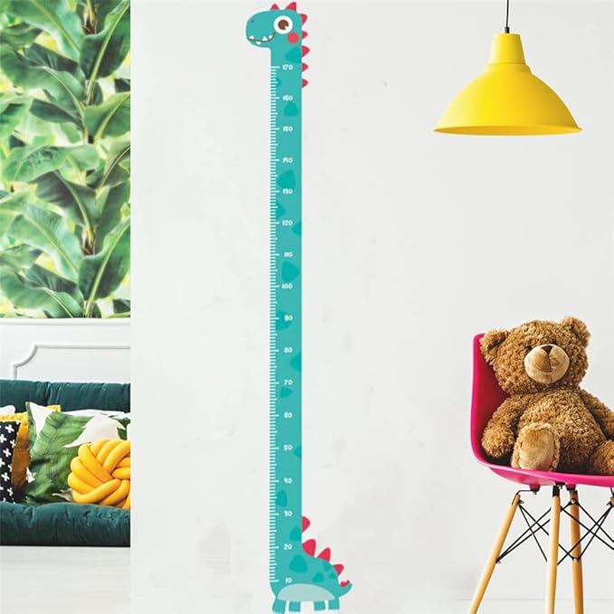 Green Dinosaur Vinyl Self-Adhesive Growth Chart Decal for Kids Room Bedroom Nursery Wall Decor StickerRemovable Baby Height Measure Mural 10cm to 170cm