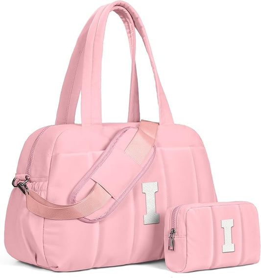 Gift for Women, Duffle Bag for Travel, Weekender Bags for Women，Initial Overnight Bag with Wet Pocket，Lightweight Travel Bags Personalized Gym Tote with Makeup Pouch