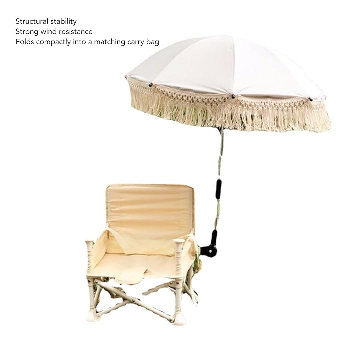 Baby Outdoor Parasols, Baby Stroller Parasol Umbrella with Adjustable Clamp, Toddler Umbrella for Trolley Wheelchair Beach Chair, Outdoor Activities (Beige)