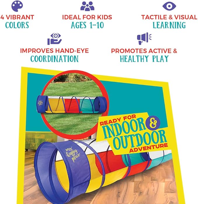 Kiddey Play Tunnel for Kids - Pop Up Tunnel Toys for Toddlers, Kids Multicolored Tunnel for Indoor/Outdoor Fun, Crawl & Play, Obstacle Course Great Gifts for Toddlers - Balls Not Included (2 Pk)