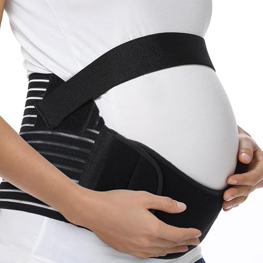 FITTOO Maternity Belt Back Support Belly Band Pregnancy Belt Support Brace Abdominal Binder Waist Support Black XXL