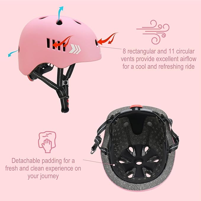 KAMUGO Toddler Helmet Kids Bike Helmet for Girls Boys Ages 2-8 Years,Toddler Bicycle Helmet Suitable for Skateboard Scooter Roller Skating Inline Roller Skating