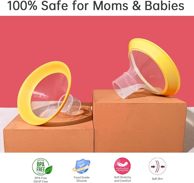 24 mm Oval Flanges Shields Compatible with Medela Pumps, Replacement Parts for Pump in Style, Symphony, Swing Maxi, Harmony and Personalfit Flex–Breast Pump Accessories