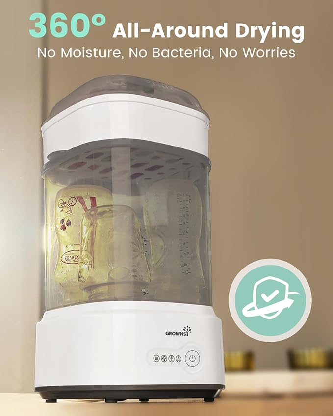 Bottle Sterilizer and Dryer, Compact Electric Steam Baby Bottle Sterilizer (Esterilizador de Biberones), Bottle Sanitizer for Baby Bottles, Pacifiers, Pump Parts Black