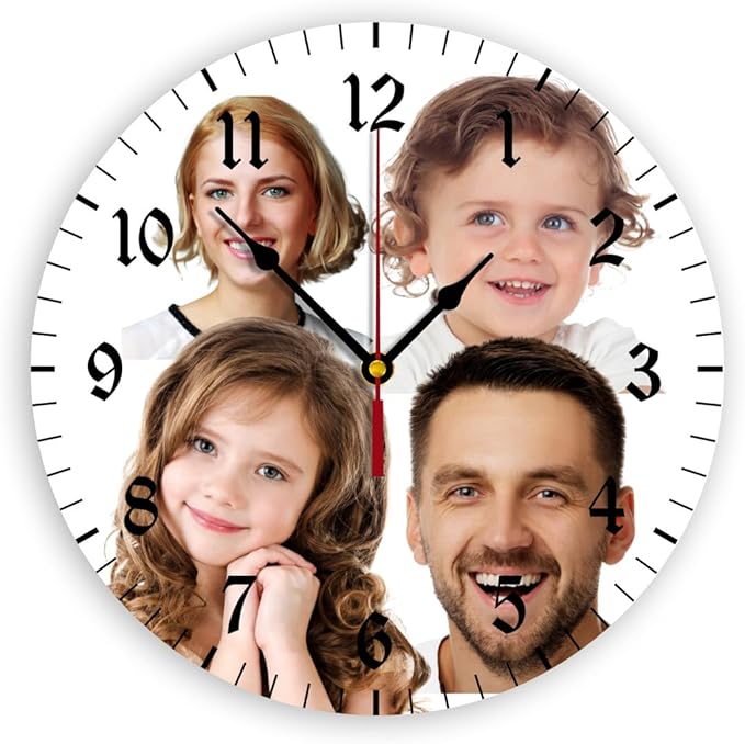 Generic Custom Wall Clock Personalized Clocks with Photo Text Logo Customize Gifts for Kitchen Bathroom Home Creative, 12inch-30cm