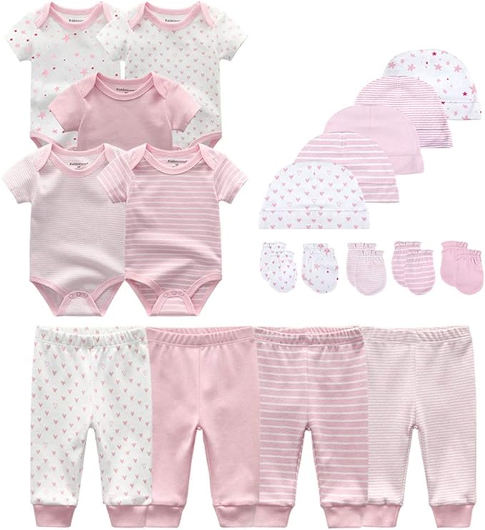 Kiddiezoom Unisex Baby Layette Essentials Giftset Clothing Set 19-Piece For Newborn Baby