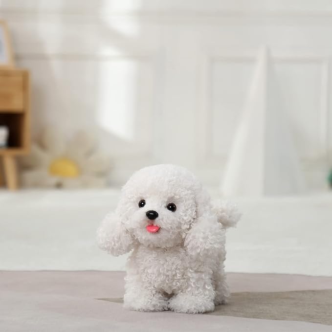Electronic Walking Poodle Stuffed Dog Toy, Realistic Interactive Puppy Pet Dog, Walking, Barking,Wagging Tail & Talking,Present Pet Gifts for 3+ Year Boys Girls