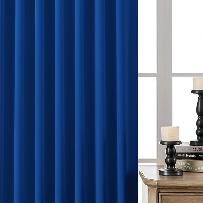 Joydeco 72 Inch Blackout Curtains for Bedroom, Thermal Insulated Black Out Curtains 2 Panels Set, Room Darkening Drapes for Living Room Window Rod Pocket Back Tab (W52 x L72 Inch, Royal Blue)