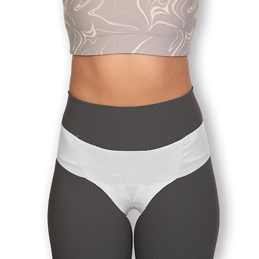 Patented Pelvic Orthotic Support Belt For Women ― Uterus Girdle for Prolapsed Bladder, Vulvar Varicosities, Postpartum Recovery, Symphysis Pubis, Dysfunction | Low Waist - WHITE - M