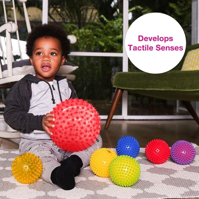 Edushape Original Sensory Ball - 7" Transparent Red Baby Ball for Gross Motor Skills Development (6 Months & Up)