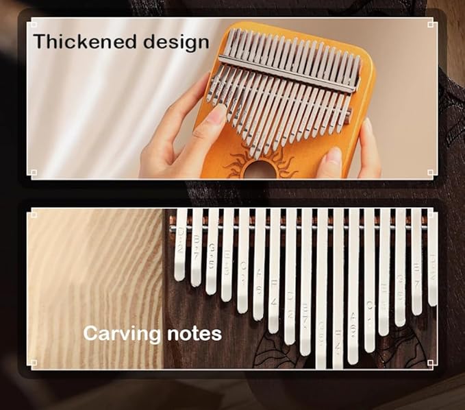 Kalimba Thumb Piano, 21 Keys, Musical Instruments Gift Set with Tune Hammer, Music Book, Carrying Bag
