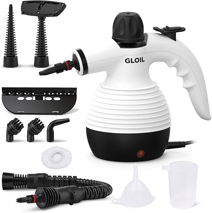 Handheld Steam Cleaner, Steamer for Cleaning, Multipurpose Portable Steam Cleaners for Home Use with Safety Lock and 10 Accessory Kit to Remove Grime, Grease, and More, Save Time and Effort