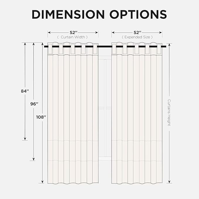 Joydeco Blackout Curtains 108 Inches Long for Bedroom, Thermal Insulated Black Out Curtains 2 Panels Set, Room Darkening Drapes for Living Room Window Rod Pocket Back Tab (W52 x L108 Inch, Dark Grey)