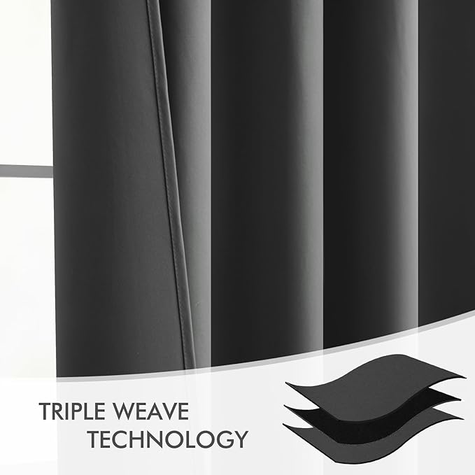 MIULEE Back Tab Grey Blackout Curtains 120 Inch Long 2 Panels Set for Living Room Bedroom Privacy, Rod Pocket/Pinch Pleated Extra Long Thermal Insulated Room Darkening Light Blocking Curtains/Drapes