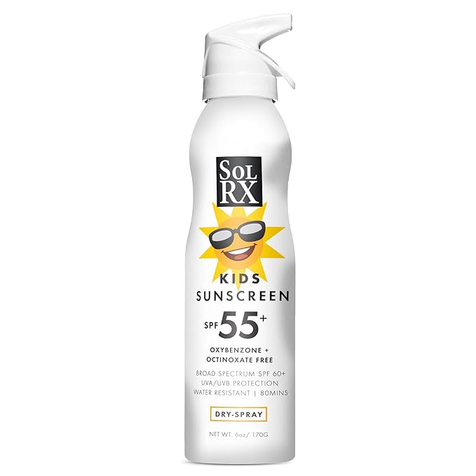 SolRX SPORT KID's SPRAY SPF 55+ Sunscreen Spray SPF55+, Reef Friendly, Broad Spectrum Sunscreen for Face and Body, Oxybenzone Free