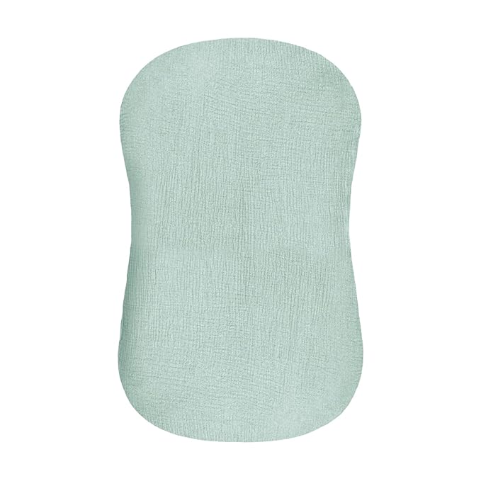 Hooyax Muslin Baby Lounger Cover, 100% Cotton Durable Newborn Lounger Cover, Soft and Breathable Infant Lounger Cover for Boys Girls, Covers Only (Blue-Green)