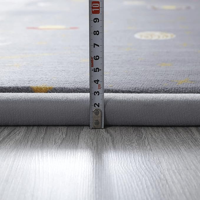 Loartee Coral Velvet Area Rug - 1" Thick Memory Foam Baby Play Mat, Washable Toddler Carpet, Home Decor for Living Room, Nursery, Kids Bedroom, Astral Gray, 4'11"x6'7"