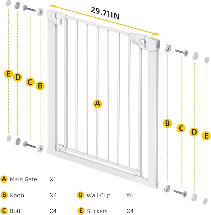 Easy Step Walk-Thru Baby Gate – Adjustable Safety Gate for Babies & Pets, Pressure Mount Kit, Includes Wall Cups & Extensions – 29 to 40.5W x 30.5H inches, CPC Certified