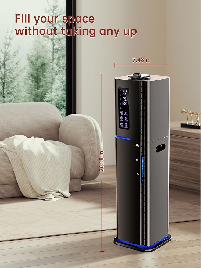 2.64Gal Humidifiers for Bedroom Large Room, Warm and Cool Mist up to 500ft², Top Fill Diffuser Ambient Light, 3 Mist Modes, 24H Timer, 35dB Quiet Humidifier for Home Office Plant